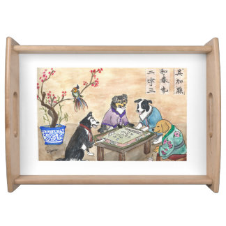Mahjong Dogs Serving Tray - yellow