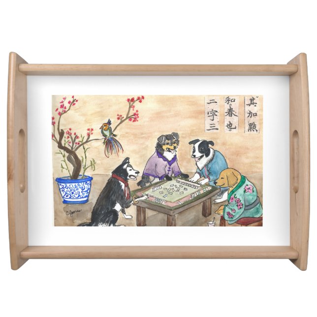 Mahjong Dogs Serving Tray - yellow (Front)