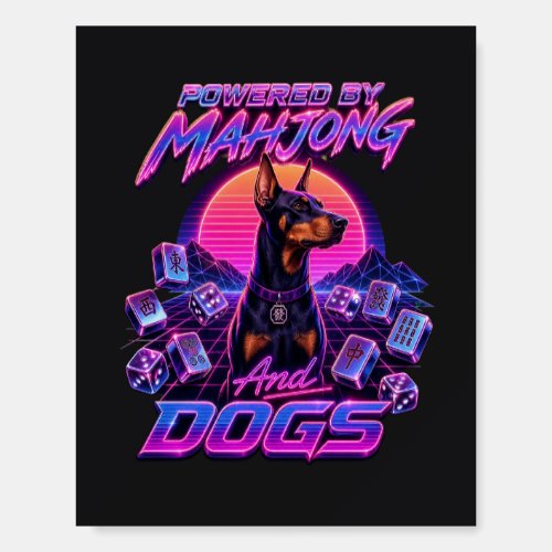 Mahjong & Dogs Synthwave Doberman Art Foam Board