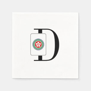 Mahjong Dot Coin Tile Over Single Initial Monogram Napkins