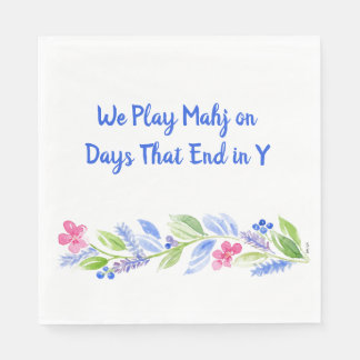 Mahjong Dot Crack Bam Watercolor Flower Napkins