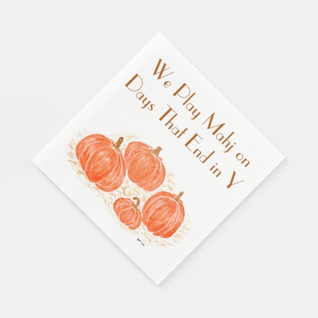 Mahjong Dot Crack Bam Watercolor Pumpkins Napkins (Corner)