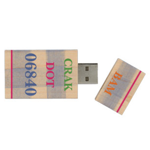 Mahjong Dot Crak Bam Blue Check ZIPCODE Wood Flash Drive