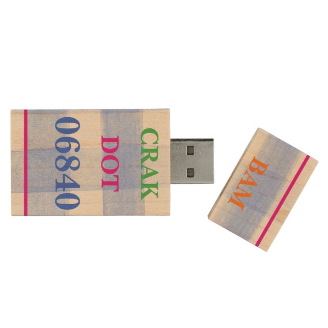 Mahjong Dot Crak Bam Blue Check ZIPCODE Wood Flash Drive (Opened)