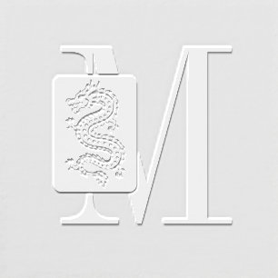 Mahjong Dragon Tile Over Single Initial Monogram Embosser