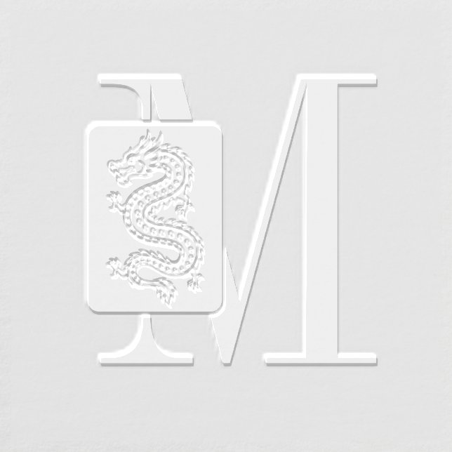 Mahjong Dragon Tile Over Single Initial Monogram Embosser (Design)