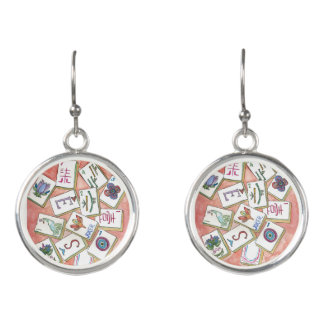 Mahjong Earrings peach