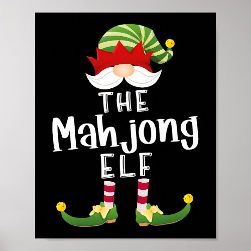 Mahjong Elf Group Christmas Funny Pajama Party Poster