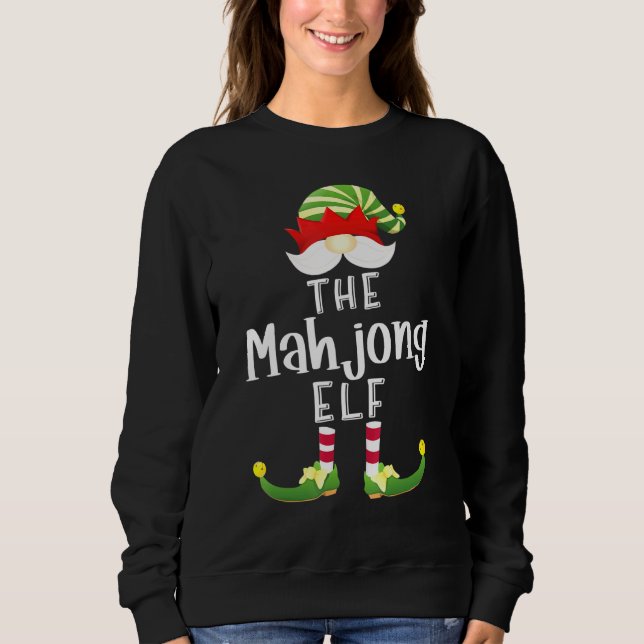 Mahjong Elf Group Christmas Pajama Party Sweatshirt (Front)