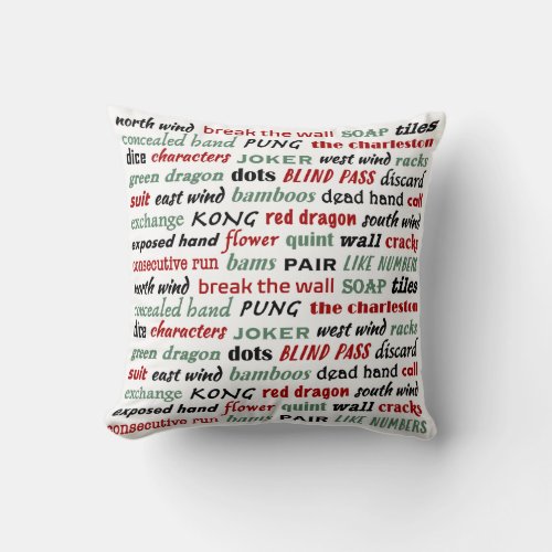 Mahjong Fan Throw Pillow