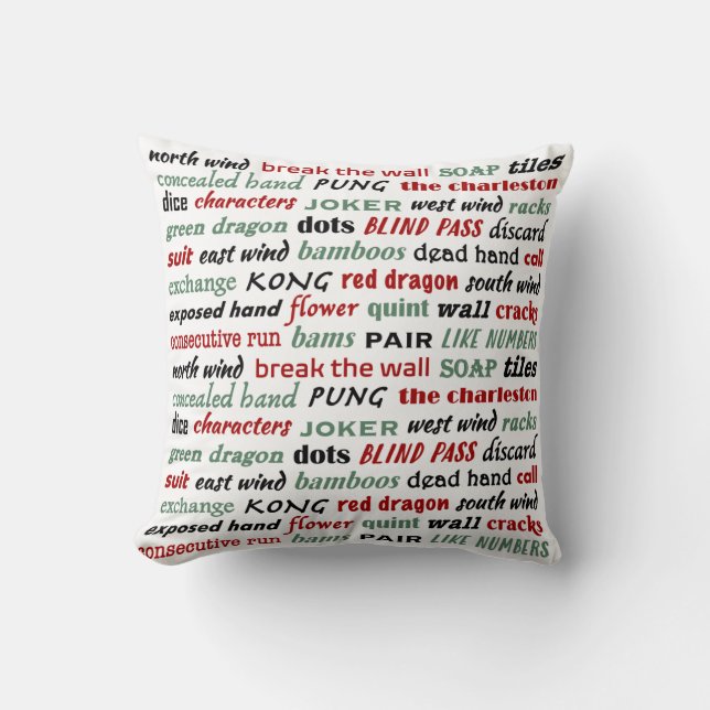 Mahjong Fan Throw Pillow (Front)