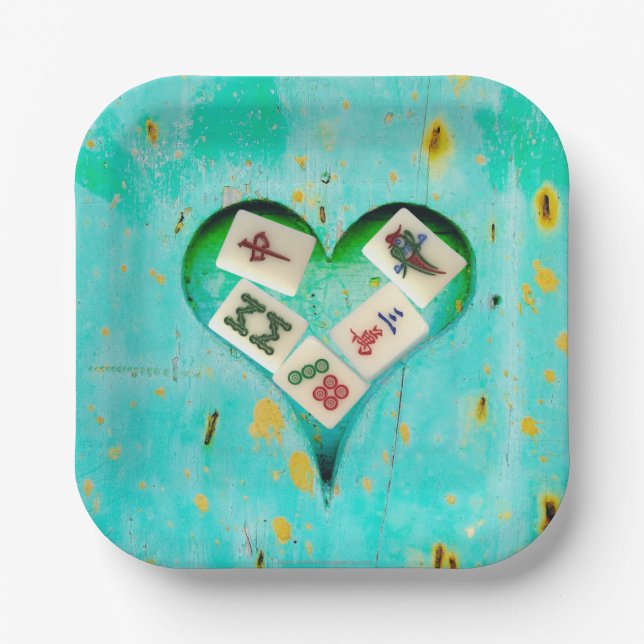 Mahjong Fills My Heart paper plate (Front)