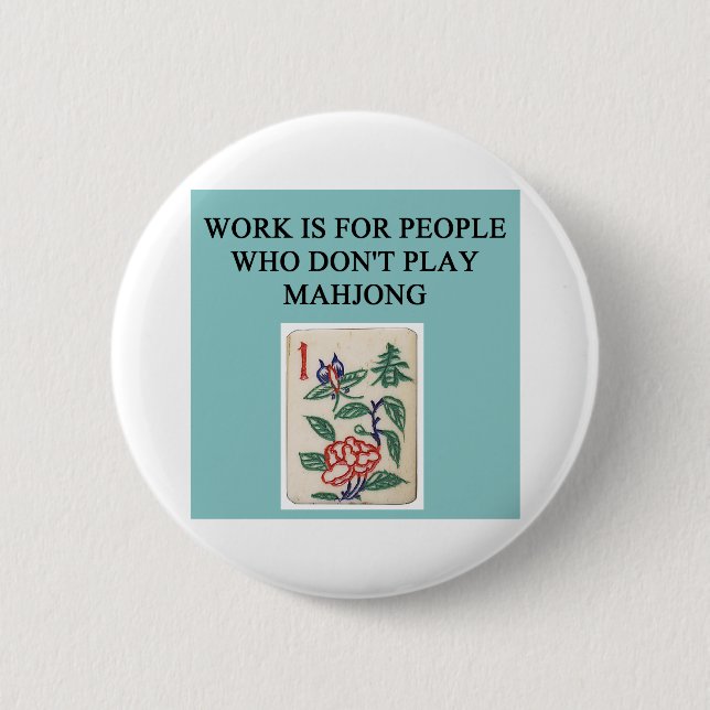 mahjong game player pinback button (Front)