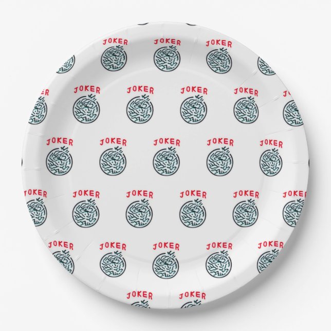 MahJong game symbol Joker tile Paper Plates (Front)