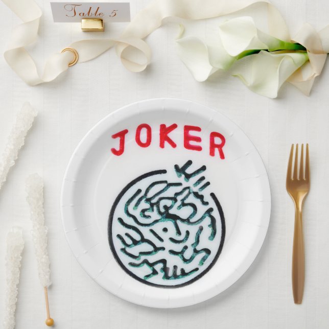 MahJong game symbol Joker tile Paper Plates (Wedding)