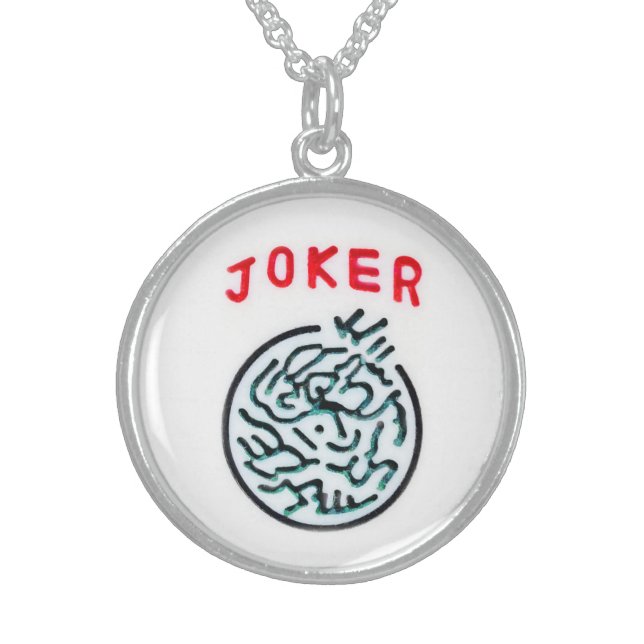 MahJong game symbol Joker tile Sterling Silver Necklace (Front)