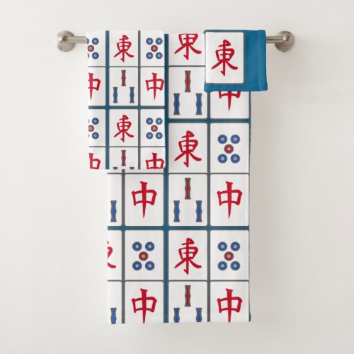 Mahjong Game Tiles Design Bath Towel Set