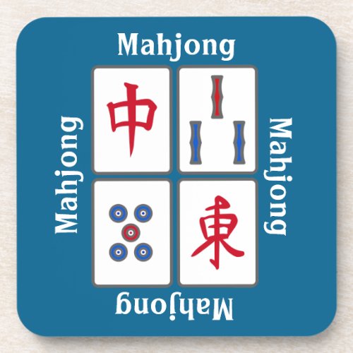 Mahjong Game Tiles Design Beverage Coaster
