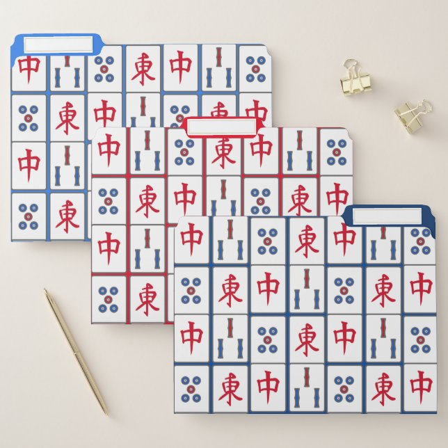 Mahjong Game Tiles Design File Folders Set (Set)