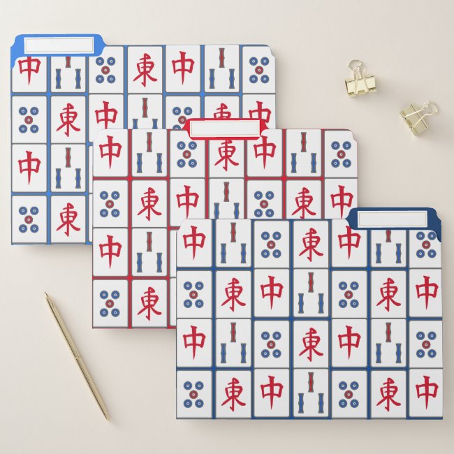 Mahjong Game Tiles Design File Folders Set