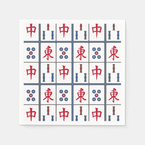 Mahjong Game Tiles Design Napkins