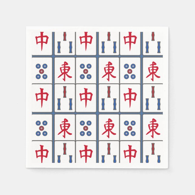 Mahjong Game Tiles Design Napkins (Front)