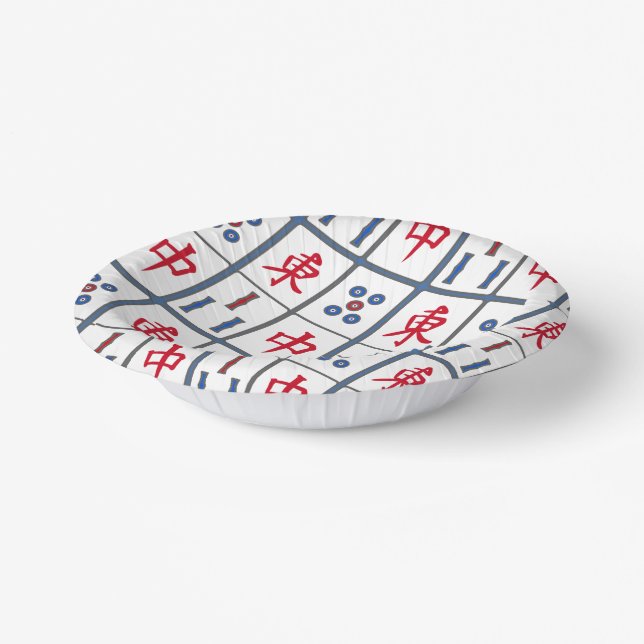 Mahjong Game Tiles Design Paper Bowls (Angled)