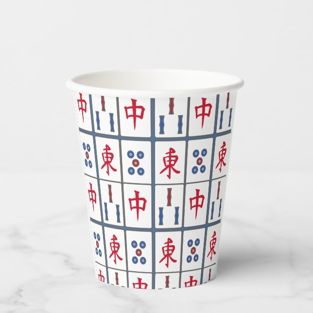 Mahjong Game Tiles Design Paper Cups (Front)