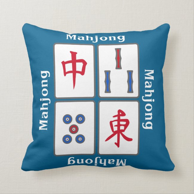 Mahjong Game Tiles Design Throw Pillow