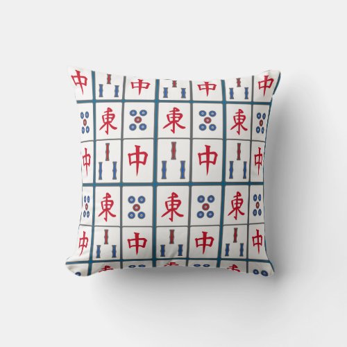 Mahjong Game Tiles Design Throw Pillow