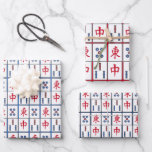 Mahjong Game Tiles Design Wrapping Paper Sheets