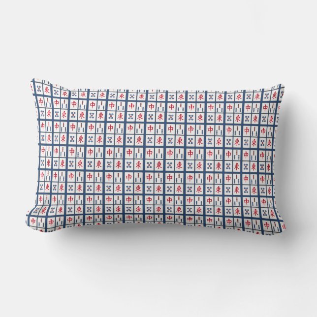 Mahjong Game Tiles Pattern Design Lumbar Pillow (Front)
