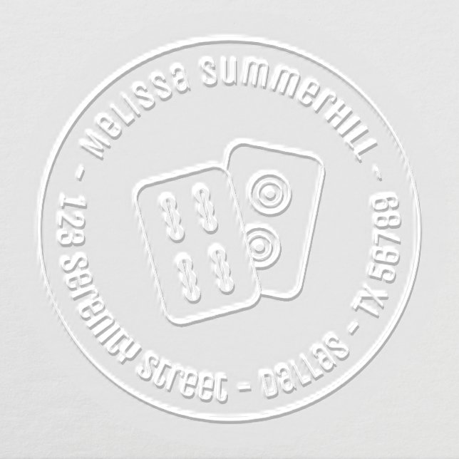 Mahjong Game Tiles Round Address Embosser (Design)