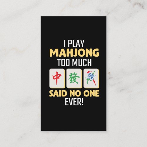 Mahjong Gamer Board Game China Japan Mah Jong Business Card