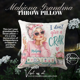 Mahjong Grandma I Don’t Give a Crak Square Throw Pillow