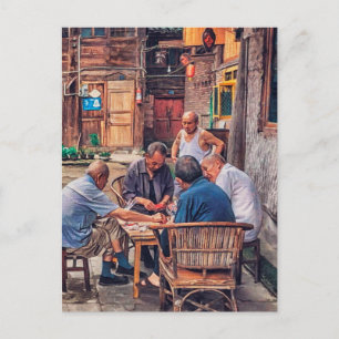Mahjong in the Alley Hutong China Postcard
