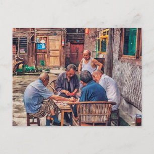 Mahjong in the Alley Hutong China Postcard