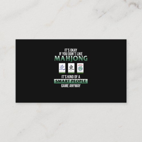 Mahjong Is A Smart People Game Mahjong Player Enclosure Card