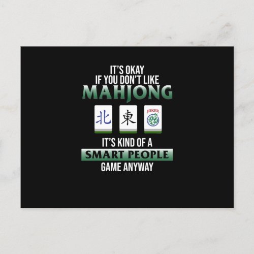 Mahjong Is A Smart People Game Mahjong Player Invitation Postcard