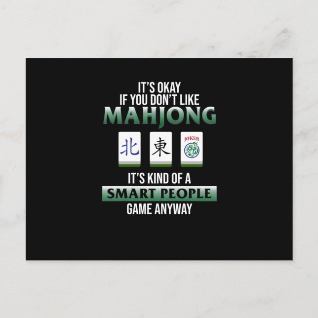 Mahjong Is A Smart People Game Mahjong Player Invitation Postcard (Front)