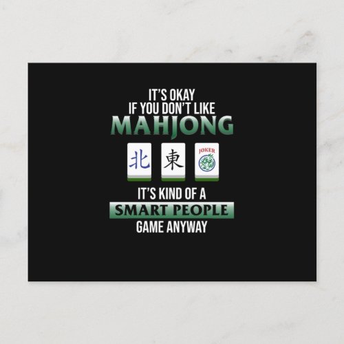 Mahjong Is A Smart People Game Mahjong Player Postcard