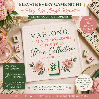 Mahjong It’s Not Hoarding Cloth Cocktail Napkin