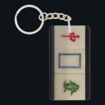 Mahjong keychain with dragon symbols<br><div class="desc">Cute mahjong keychain with red dragon, white dragon and green dragon</div>