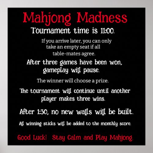 Mahjong madness Chinese Mahjong tournament poster