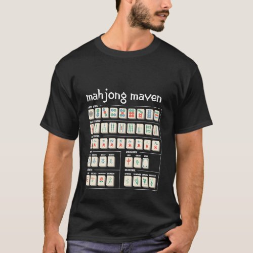 Mahjong Maven Mahjongg Player Card Chinese Tiles T_Shirt