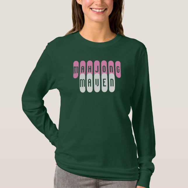 mahjong maven pink white fashionable players shirt (Front)