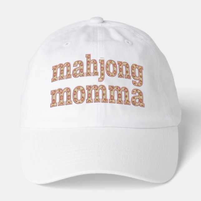 Mahjong Momma Retro Varsity Pattern Gift Hat (Front)