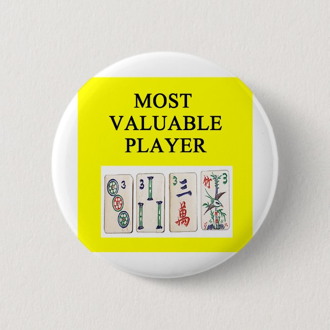MAHJONG most valuable player Pinback Button (Front)