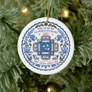 Mahjong Ornament Chinoiserie Blue White Names