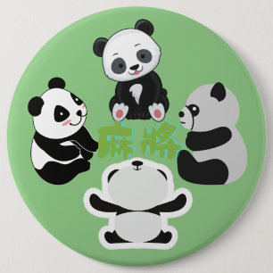 Mahjong Panda Cute Funny Button